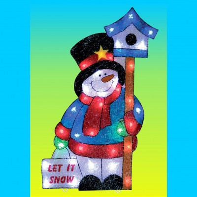 Фигура  led " Снеговик со скворечником ", Новогодние товары/Китай
